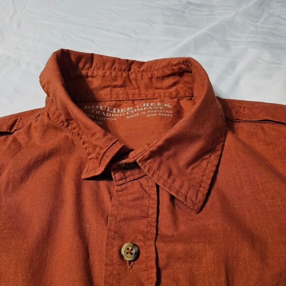 Boulder Creek Mens Button Up Sleeveless Shirt Size 2XL Orange 100% Cotton Collar - Picture 7 of 12